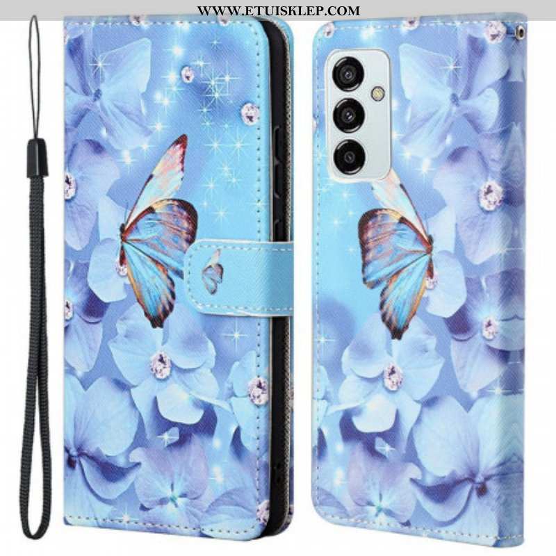 Etui Folio do Samsung Galaxy M53 5G z Łańcuch Stringi Motyle